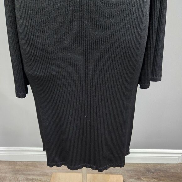 🐢 J. Crew Ribbed Black squareneck sweater-dress Size L stretchy! - Picture 10 of 16